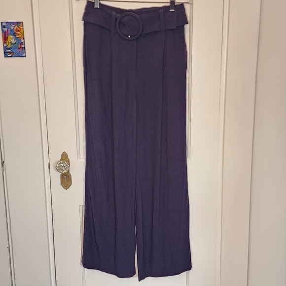 Boden Navy Wide-Leg Pants with Belt - Picture 1 of 4